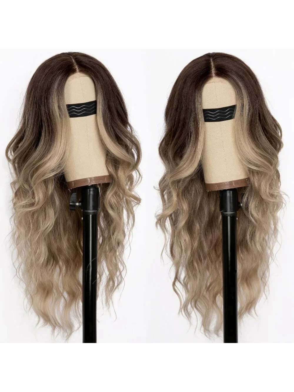 Women's Dirty Blonde Lace Hairline 26 Inch Synthetic Heat Resistant Wavy Wigs